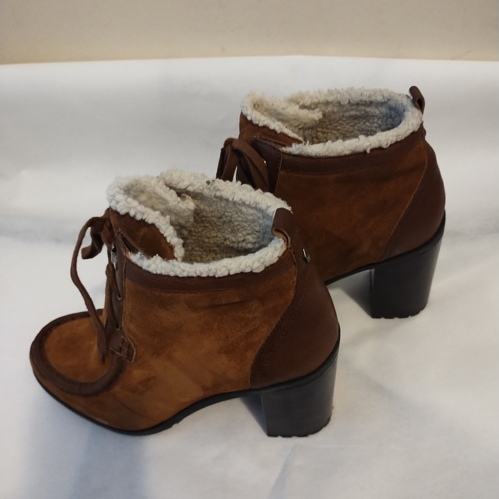 Sam Edelman Leather Tan and Brown Heeled Boots